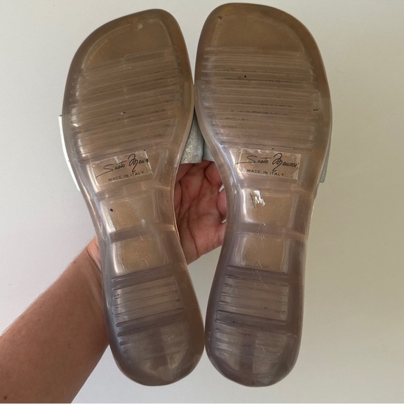 Sesto Meucci Silver Slide Sandals with Multicolor Gemstones - Picture 3 of 5